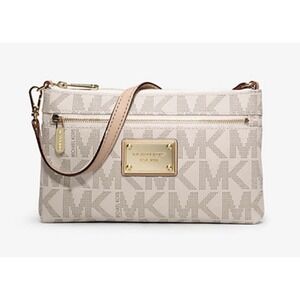 Michael Kors Cream and Tan Clutch
